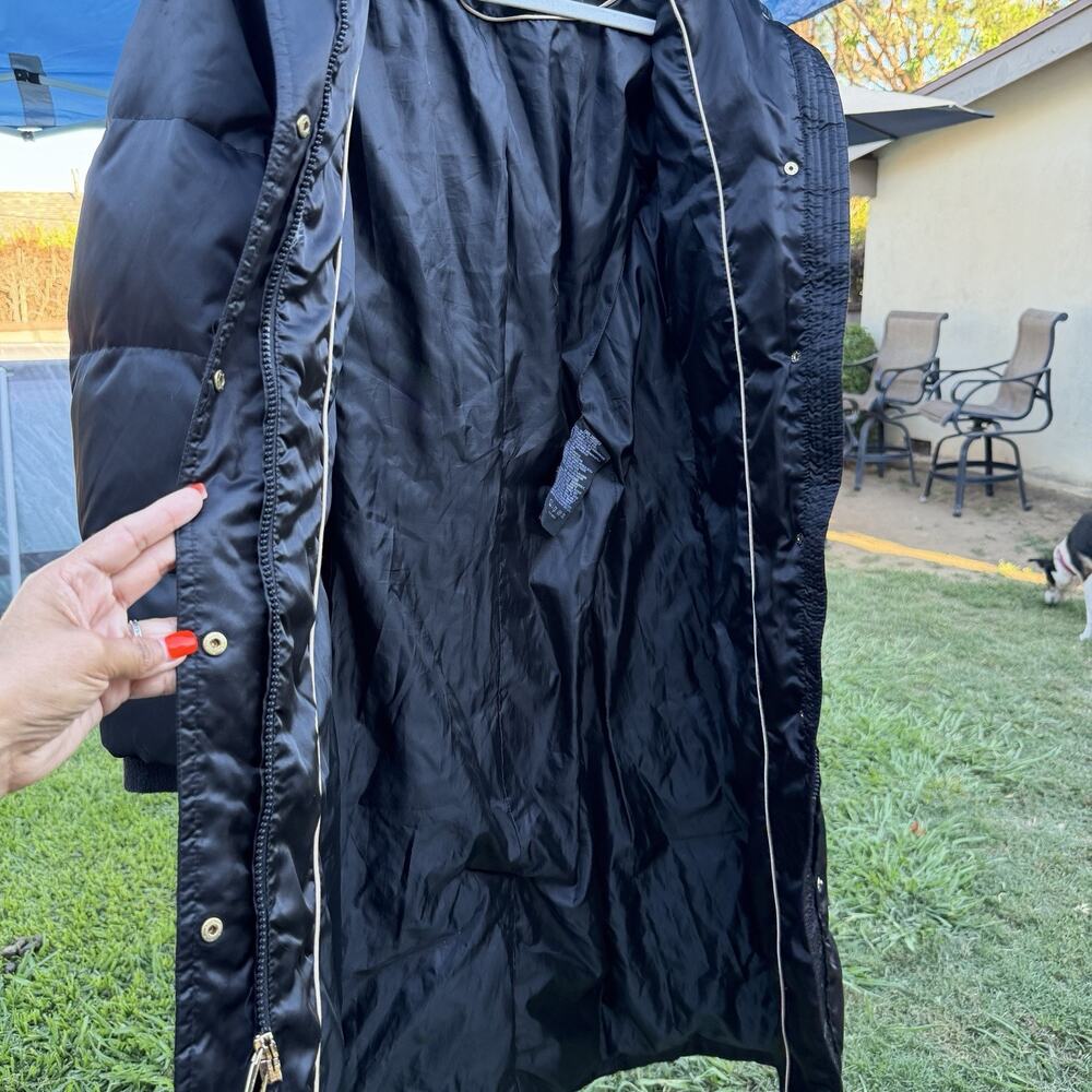 Vintage Y2K Braetan Black Long Trench Puffer Coat Belted Maxi Jacket Womens S - Picture 16 of 16